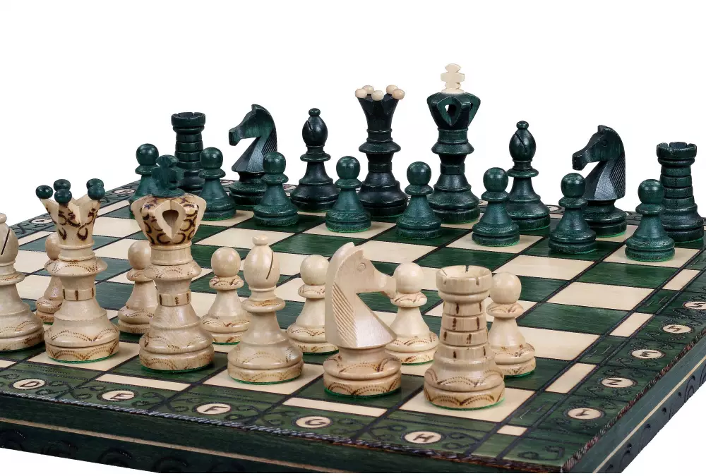 LUKSUSOWE Szachy AMBASADOR - duże (54 x 54 cm), zielone